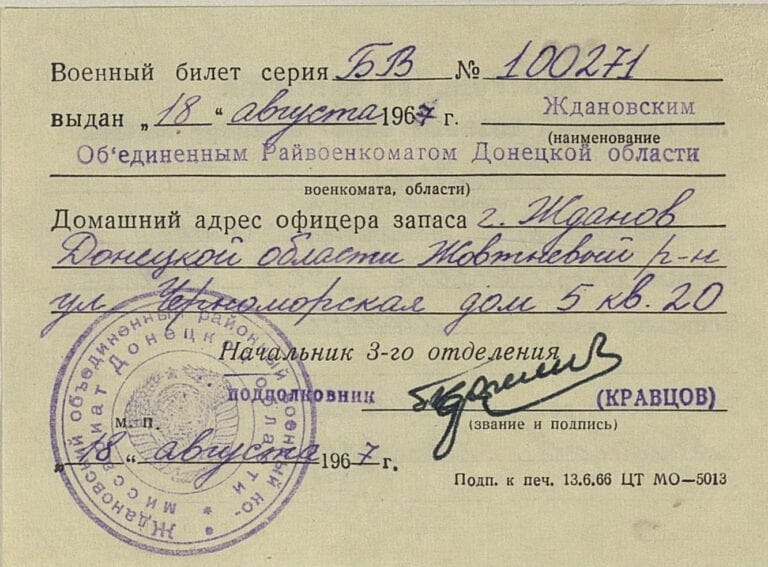 Шабан Александр Спиридонович. Офицерская карточка. 33996