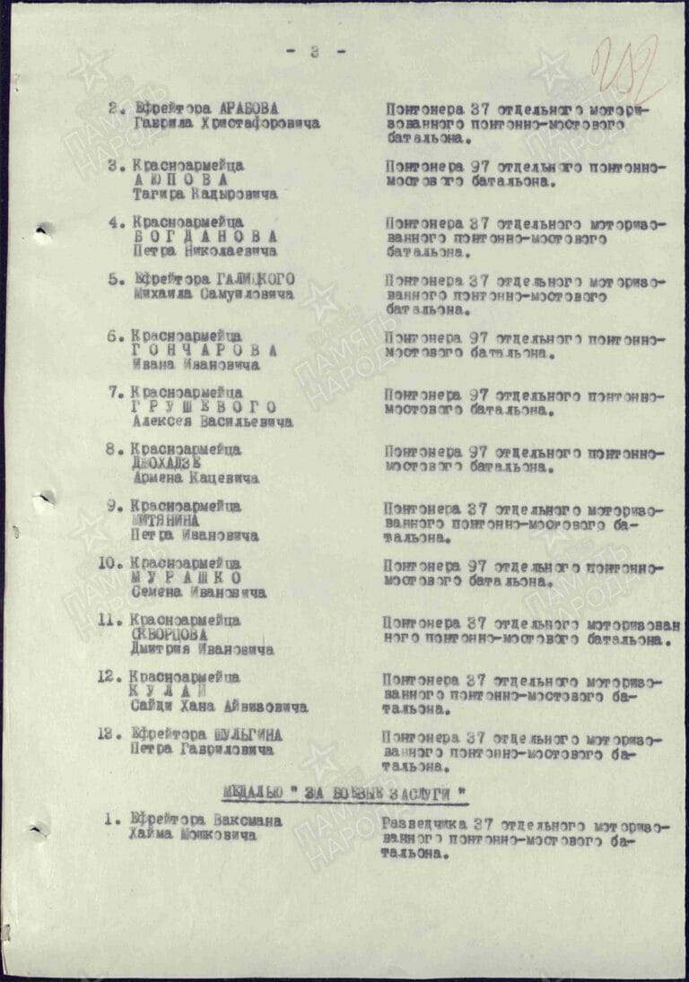 Арабов Гавриил Христофорович. Медаль За отвагу. Строка в наградном списке