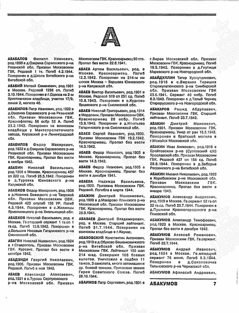 Книга памяти. Москва. Том 2 С.7