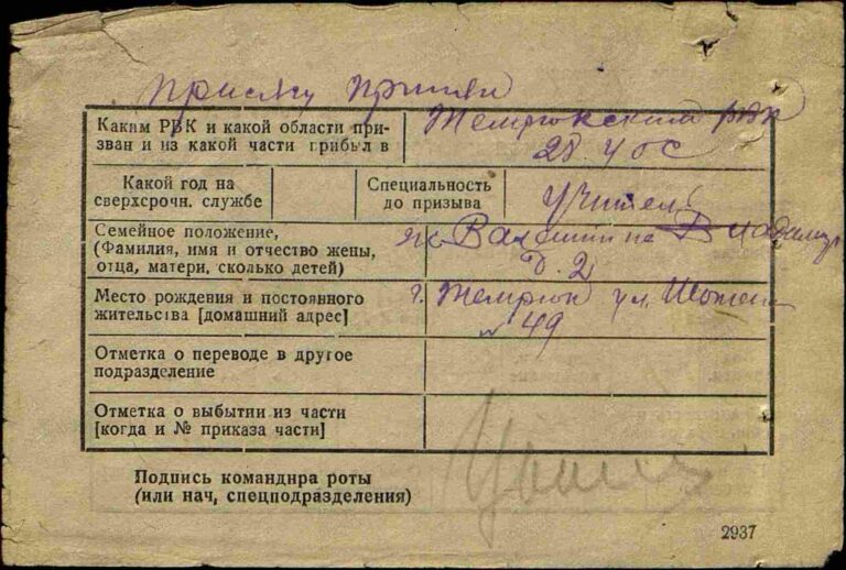 Саулиди Павел Харлампович. Формулярная карточка 2