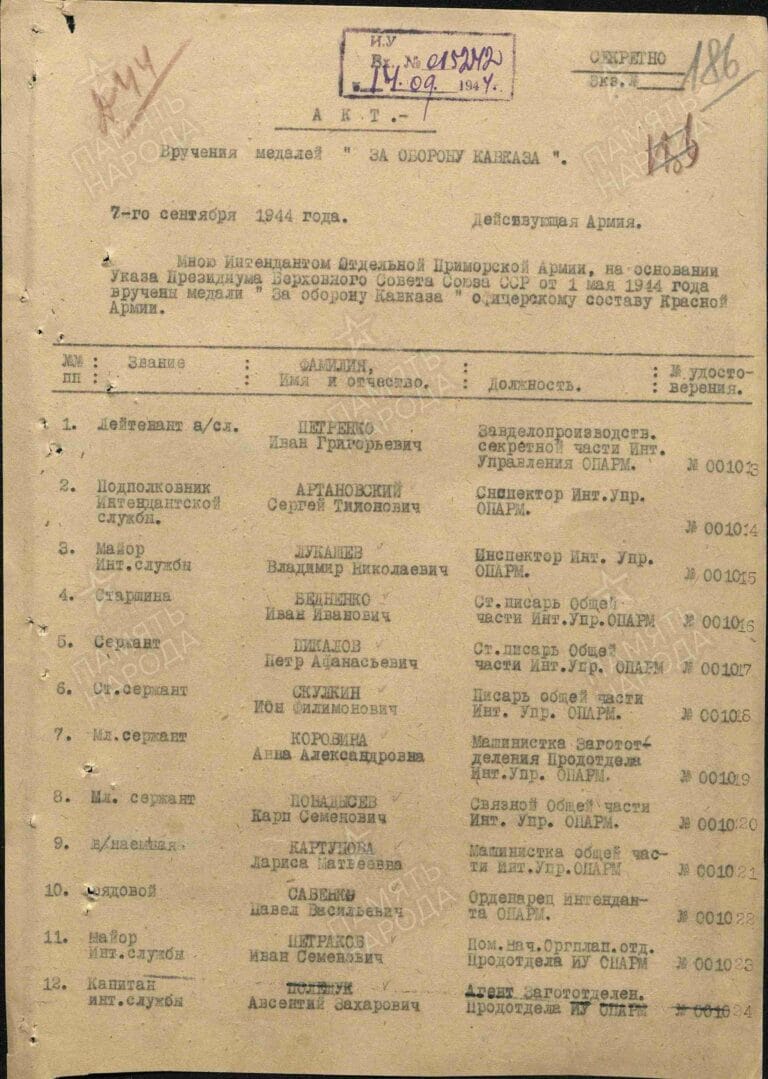 ЦАМО Ф.449 О.9981 Д.4 Л.186