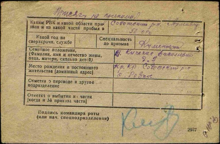 Михайлов Самсон Алексеевич. Сведения о личном составе 2