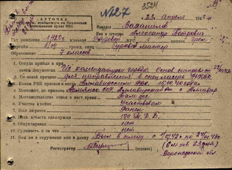 ЦАМО Пензенский ВПП Оп.163455 Д.32 Но.127