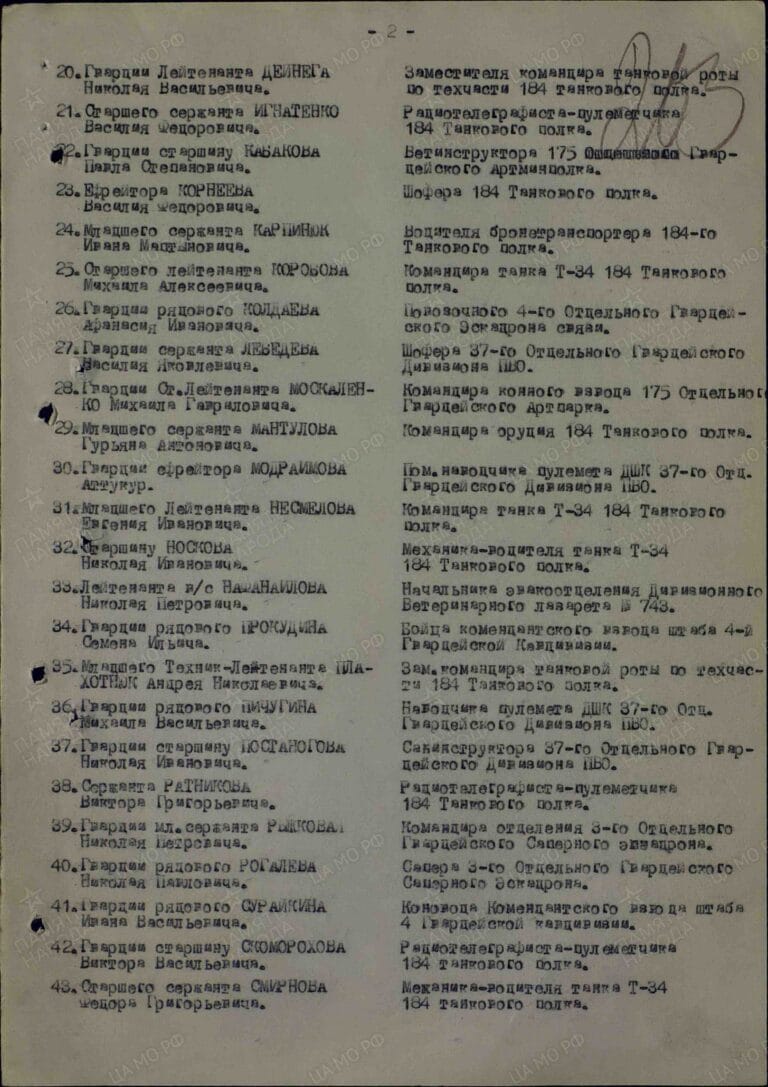 Нафанаилов Николай Петрович. Орден Красной Звезды. Строка в наградном списке