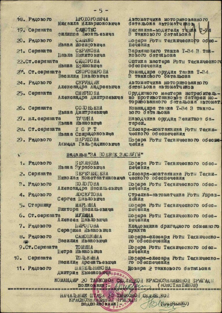 Бежанов Иван Зурабович. Медаль За боевые заслуги. Строка в наградном списке