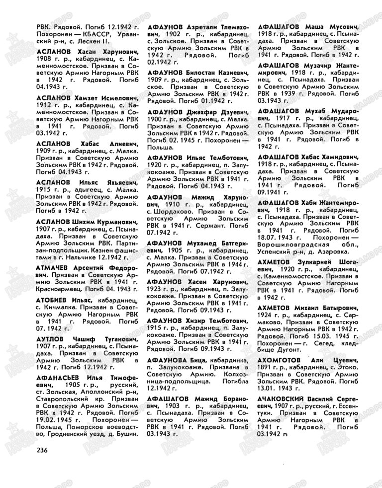 Книга памяти. Кабардино-Балкарская республика. Книга 2. С.236