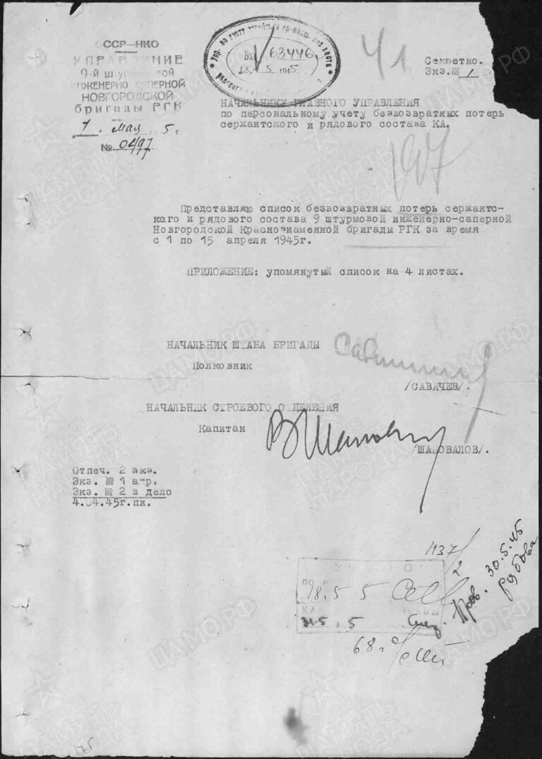 ЦАМО Ф.58 Оп.18003 Д.661 Л.197