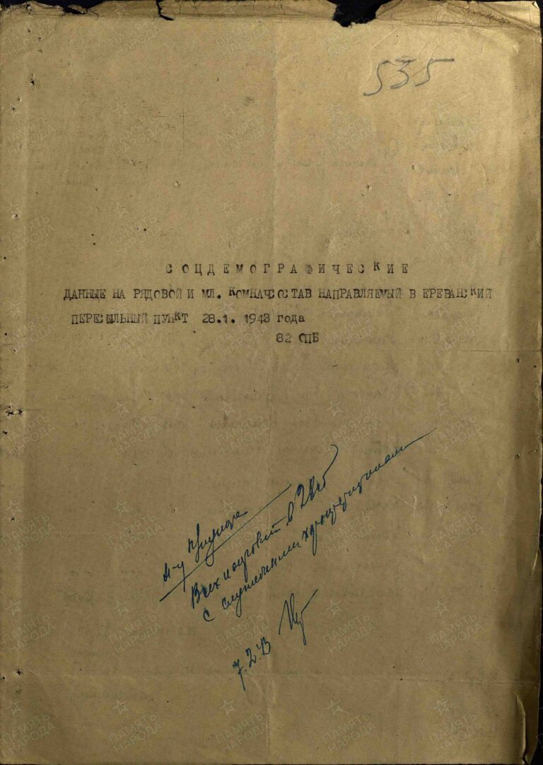 ЦАМО СПП Закавказского ВО Оп.280156 Д.2_4 Л.535