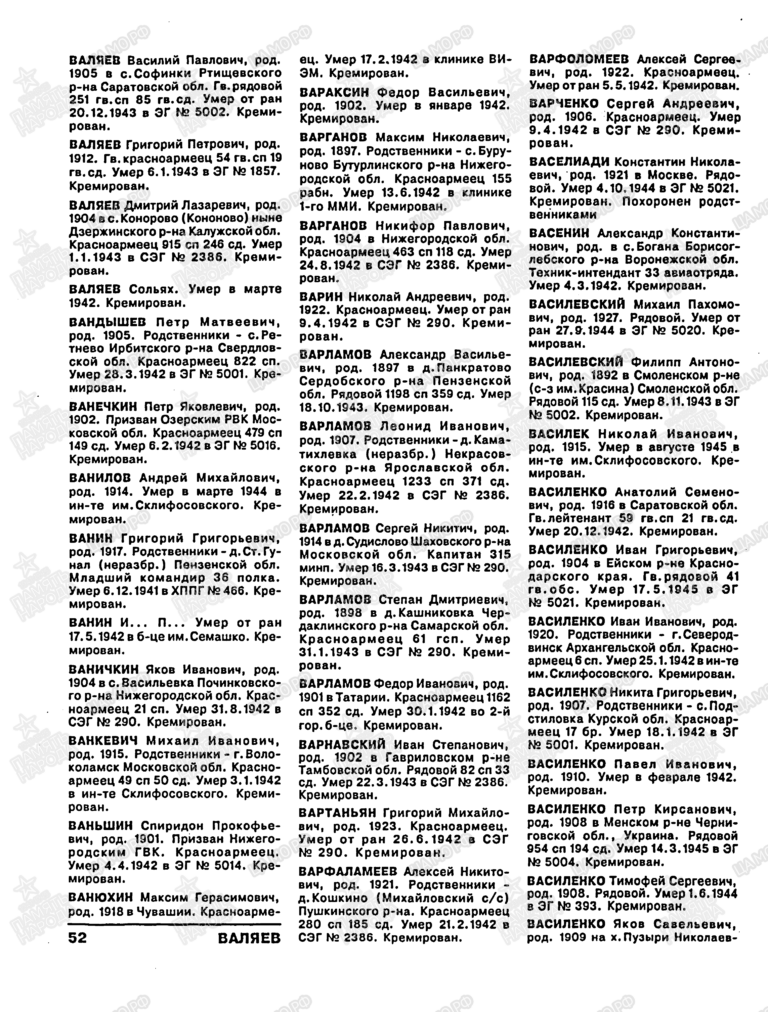 Книга памяти. Москва. Том 16. С.52