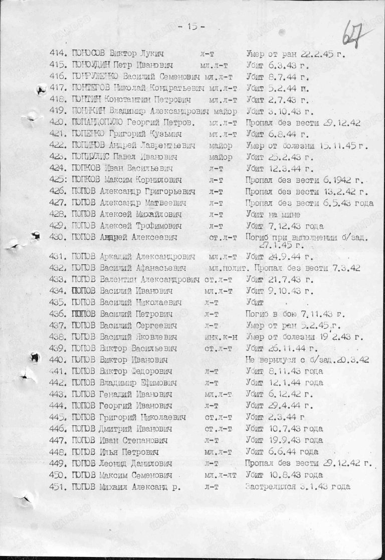 ЦАМО Ф.33 Оп.594259 Д.0025 Л.67