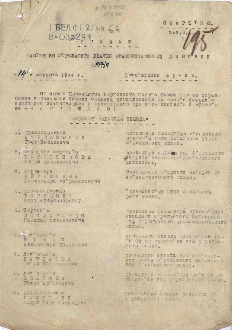 ЦАМО Ф.33 Оп.690155 Д.5589 Л.195