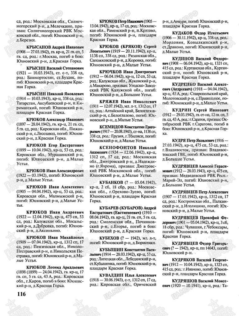 Книга памяти. Калужская область. Том 15. С.116