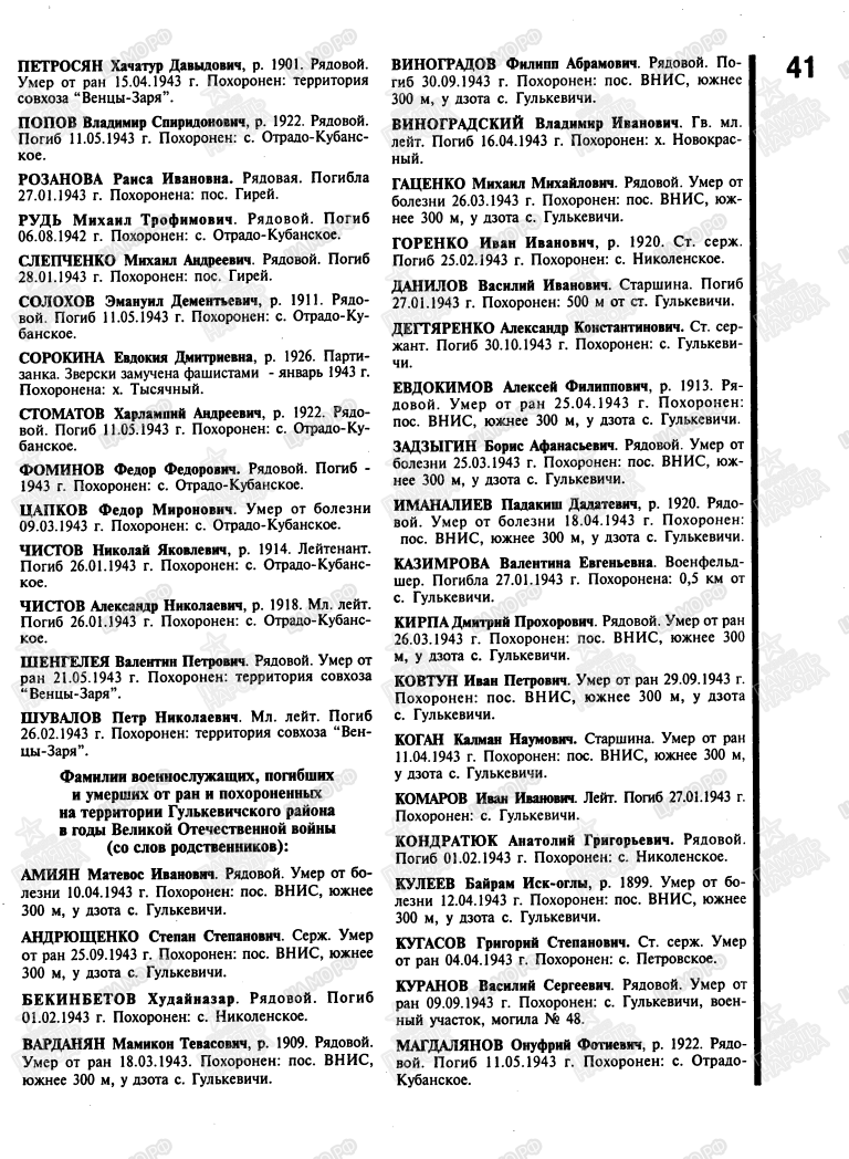 Книга памяти. Краснодарский край. Том 18. С.41