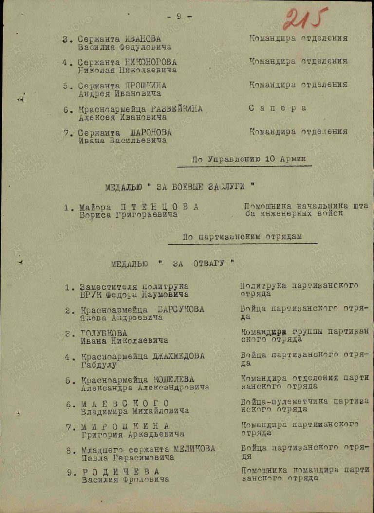 Меликов Павел Герасимович. Медаль За отвагу. Строка в наградном списке