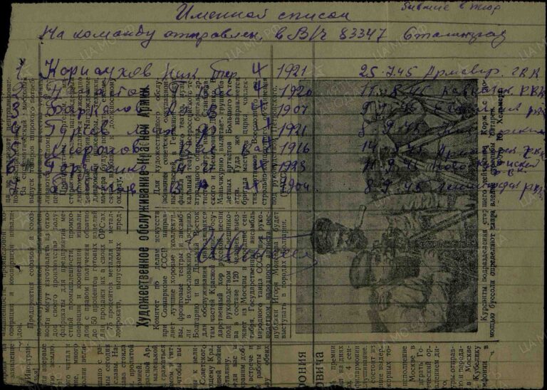 ЦАМО Армавирский ВПП Оп.192050 Д.9 Л.65об