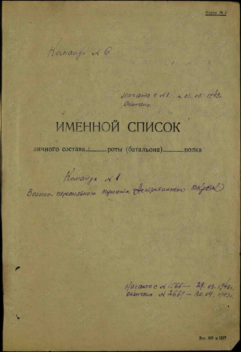 ЦАМО Астраханский ВПП Оп.430696 Д.2