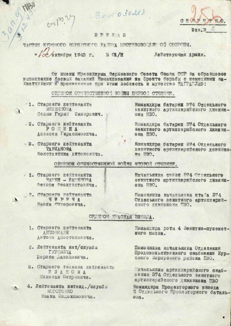 ЦАМО Ф.33 Оп.686044 Д.401 Л.256