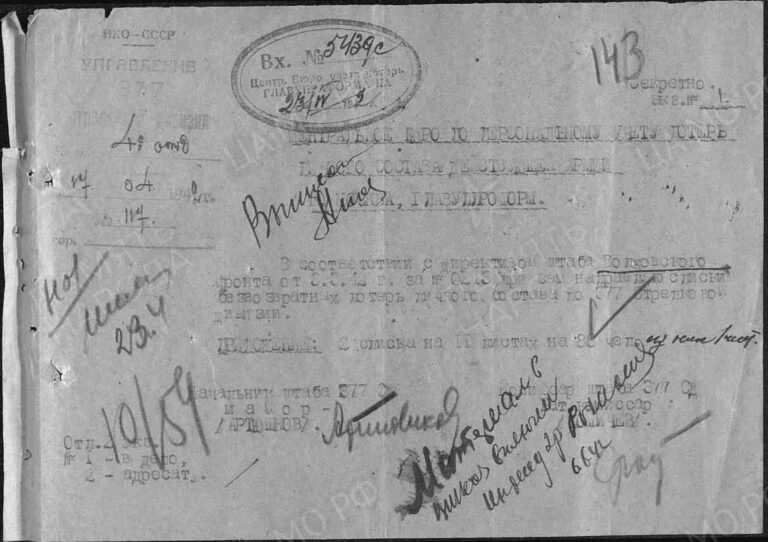 ЦАМО Ф.58 Оп.818883 Д.999 Л.143