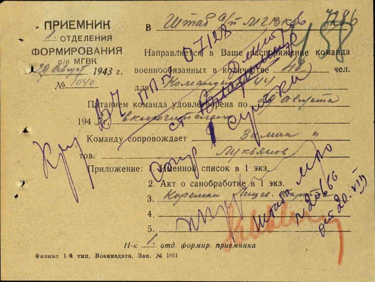 ЦАМО СПП Московского ГВК Оп.179522 Д.72 Л.458