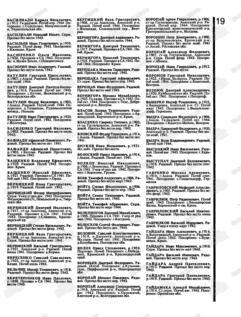 Книга памяти. Краснодарский край. Том 2 С.19
