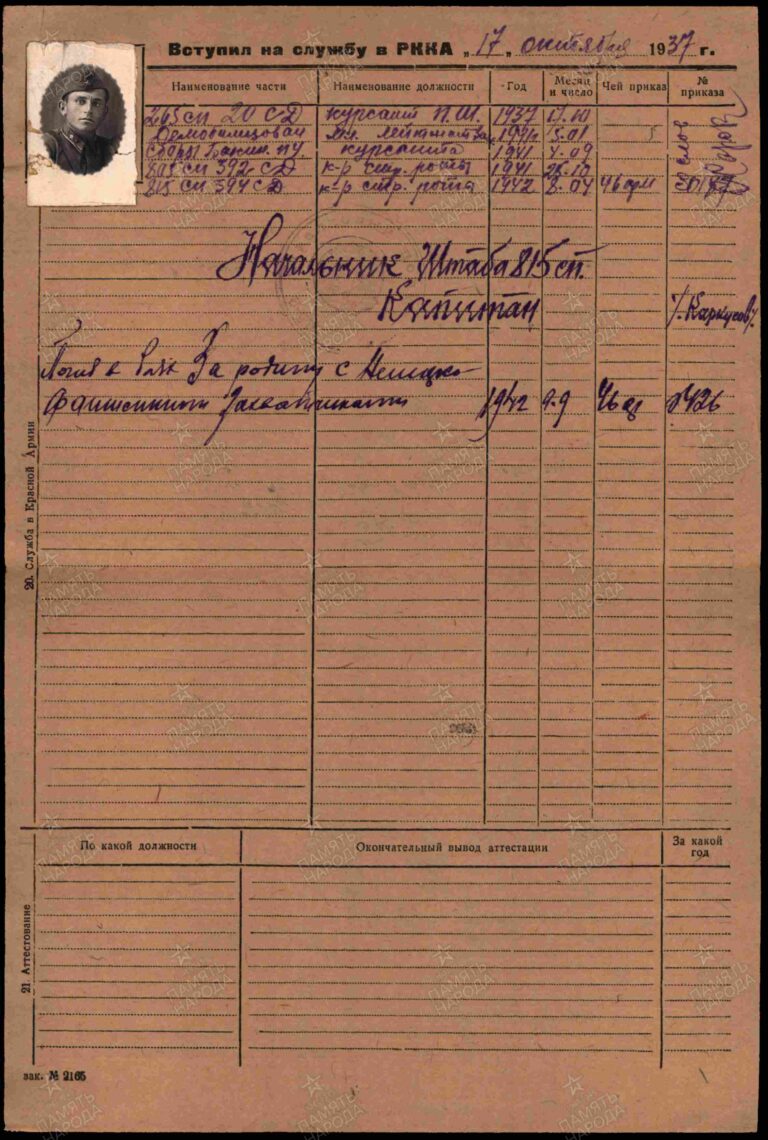 ЦАМО Ф.209 Оп.995 Д.203-220 Саримахмудов Степан Христофорович об