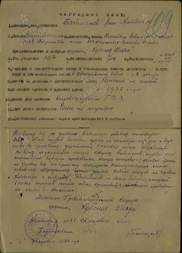 ЦАМО Ф.33 Оп.686196 Д.2596 Л.109