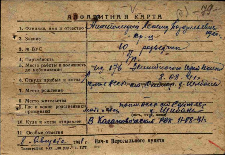 ЦАМО Горьковский ВПП Оп.191382 Д.1 Л.79