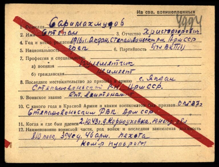 ЦАМО Картотека ФЗСП и АЗСП Л.4994