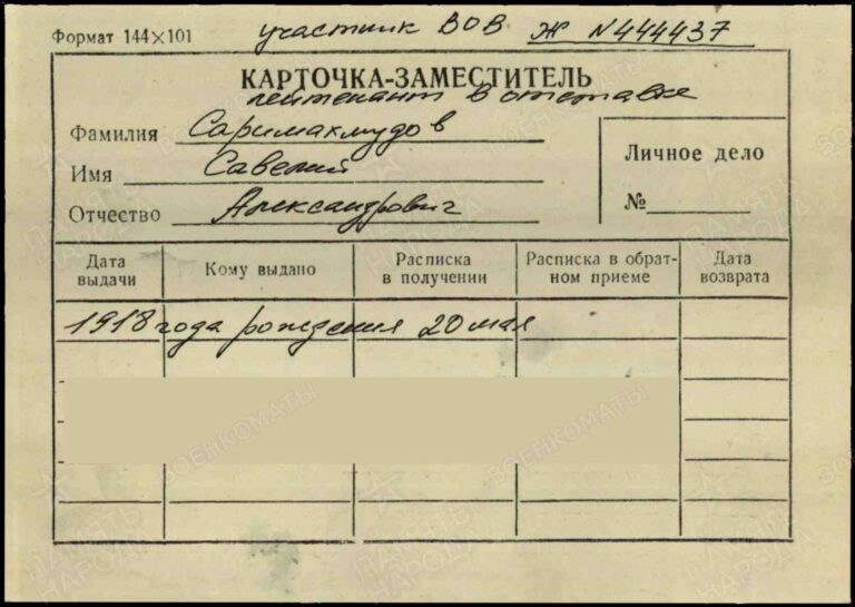 ВК г. Москвы Черемушкинский РВК 21000190 Саримахмудов Савелий Александрович