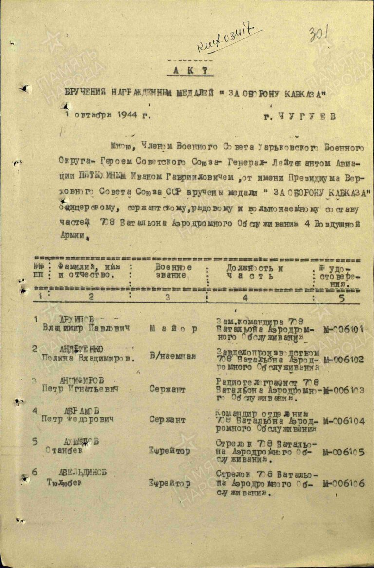 ЦАМО Ф.151 Оп.13042 Д.46 Л.301