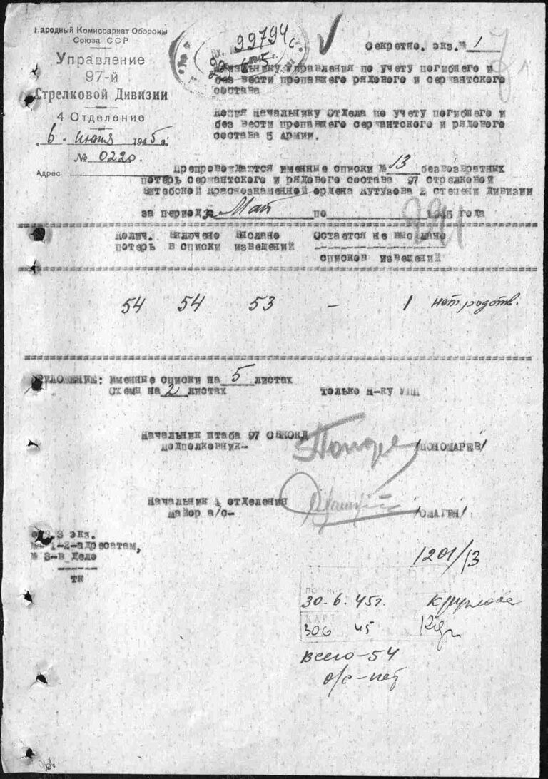 ЦАМО Ф.58 Оп.18003 Д.870 Л.291