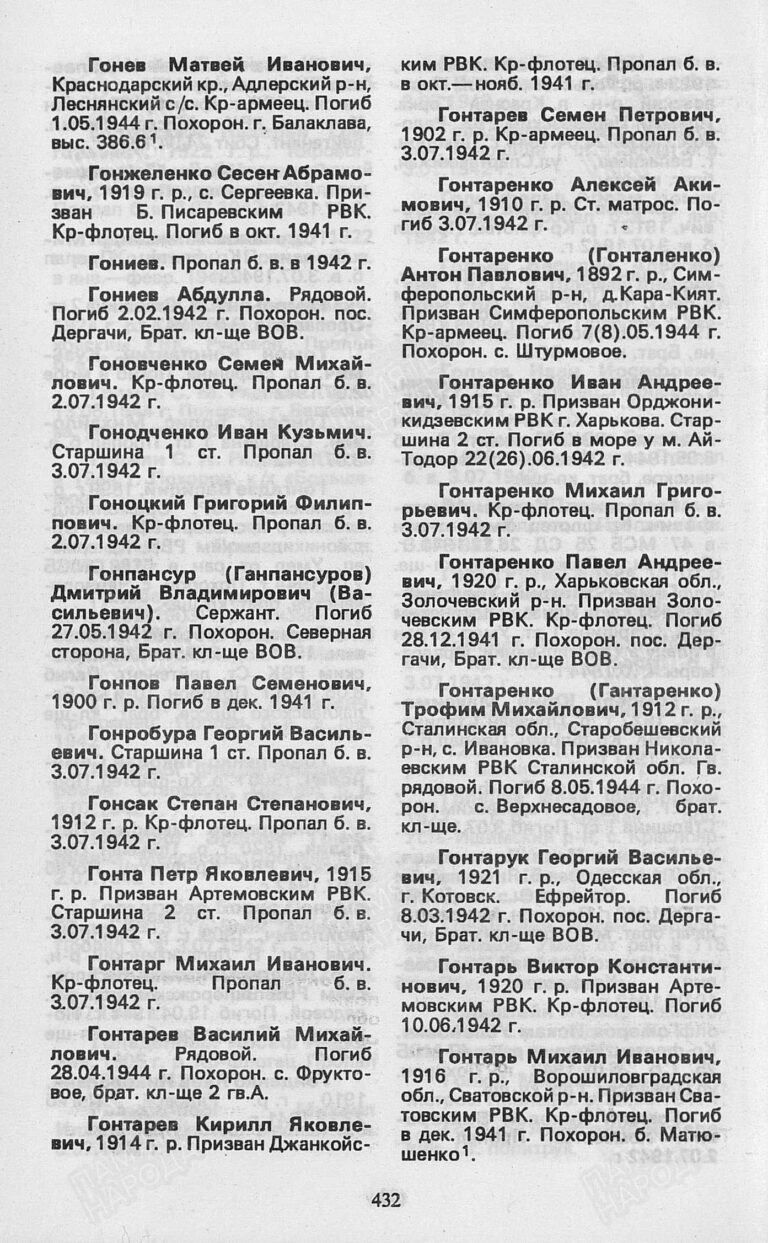 Книга Памяти. Город-герой Севастополь. Том 2. С.432