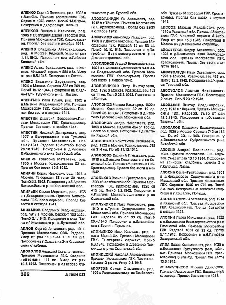 Книга памяти. Москва. Том 2 С.322