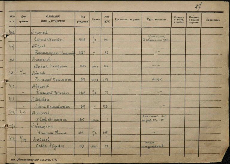 ВК г. Москвы Останкинский ОВК Д.11001058 Л.27