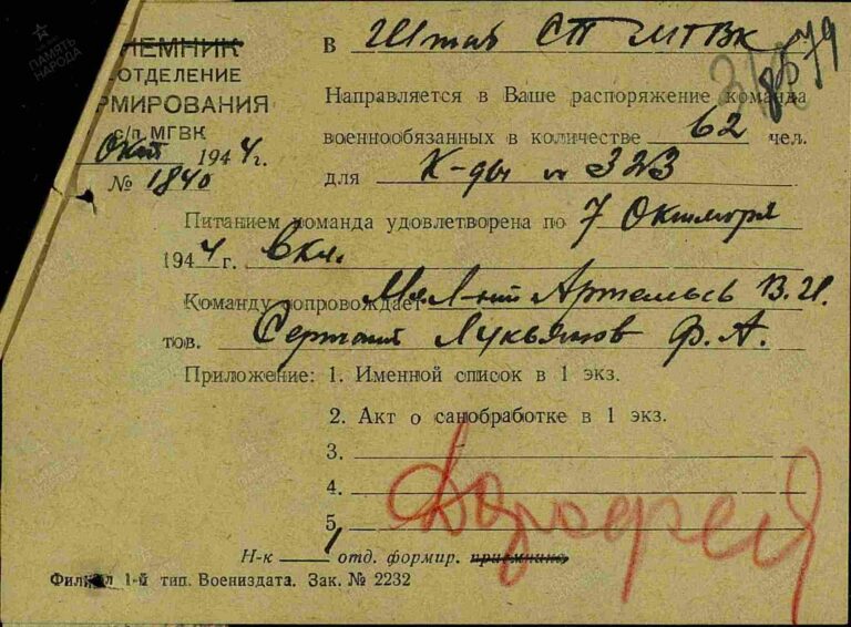 ЦАМО СПП Московского ГВК Оп.179523 Д.92 Л.311