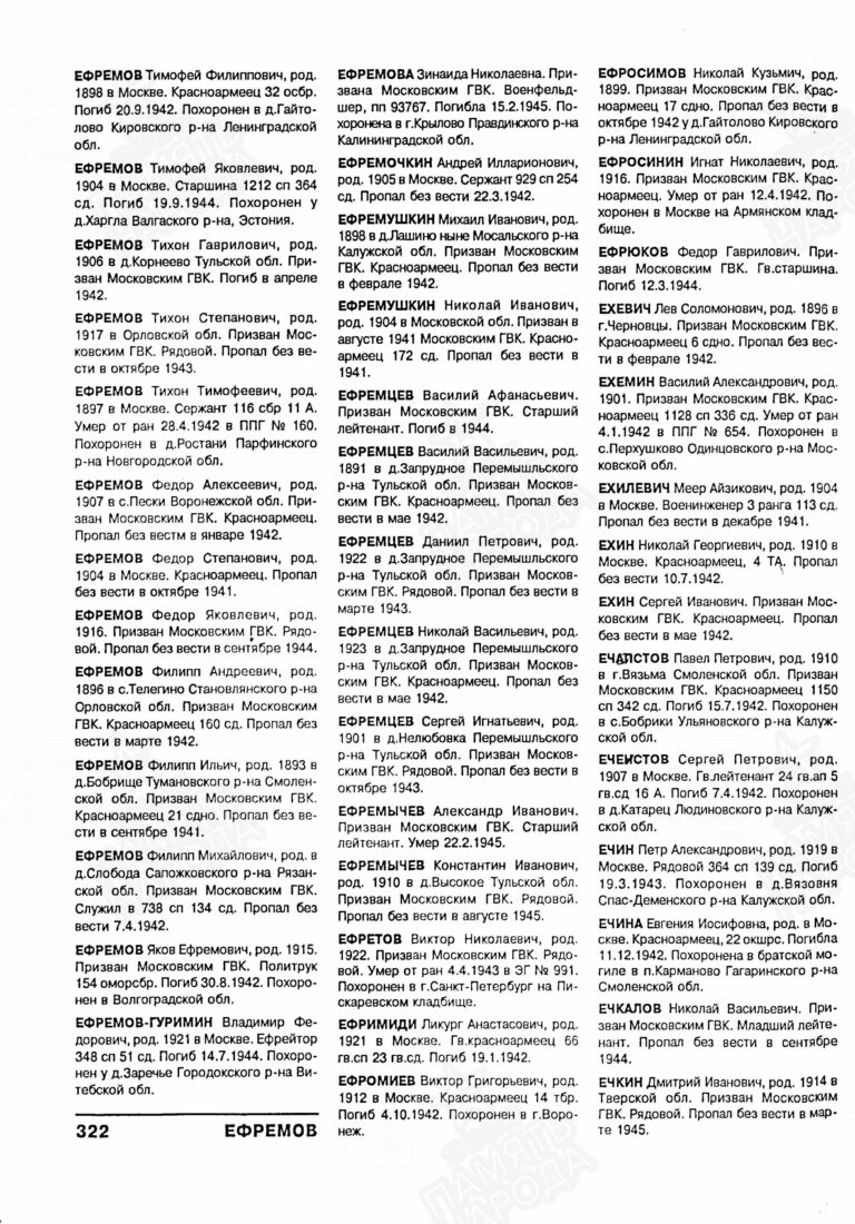 Книга памяти погибших и пропавших без вести в Великой отечественной войне. Том 5 С.322