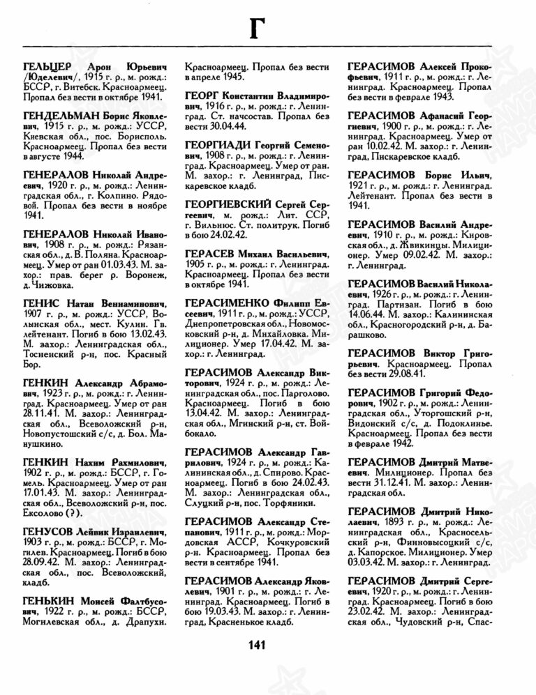 Книга памяти. г. Ленинград. Том 6 С.141
