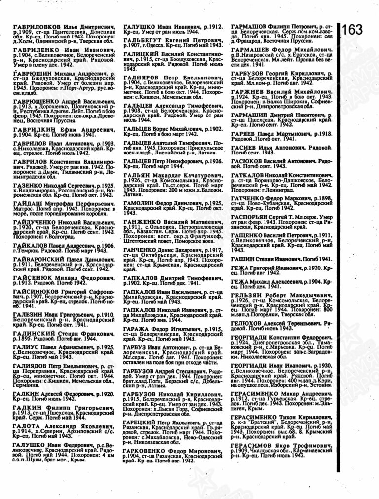 Книга памяти. Краснодарский край. Том 2 С.163