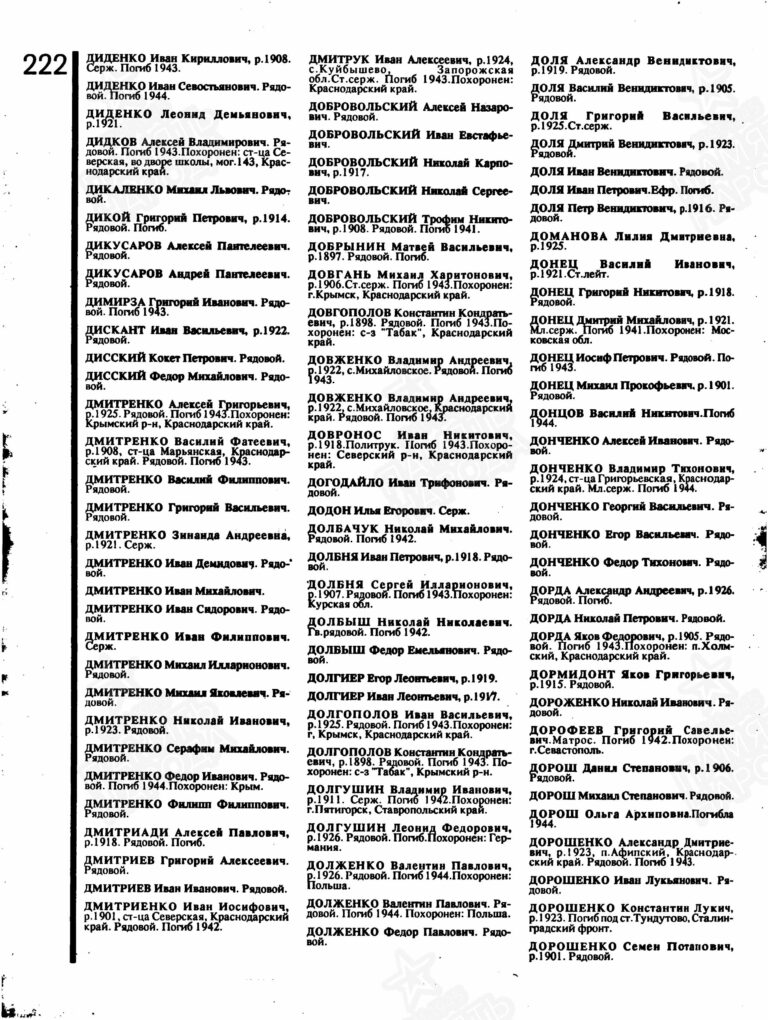 Книга памяти. Краснодарский край. Том 8. С.222