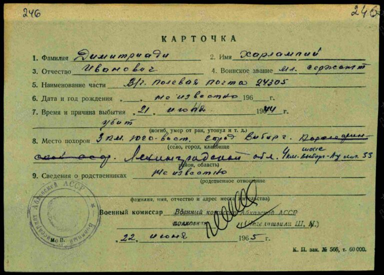 ВК Ленинградской обл. Отдел по г. Выборг и Выборгскому р-ну Д.20000072 Л.246