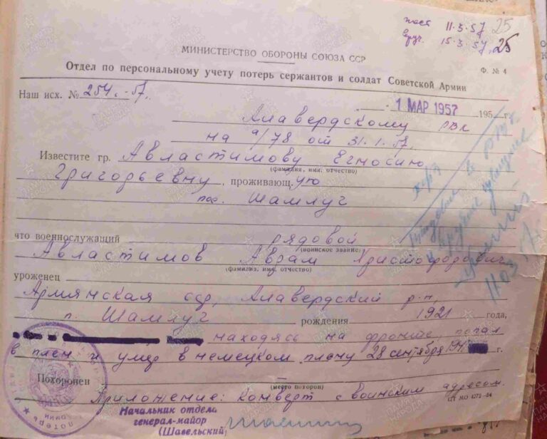 ВК Республики Армения Оп.1945 Д.т.1 Л.25