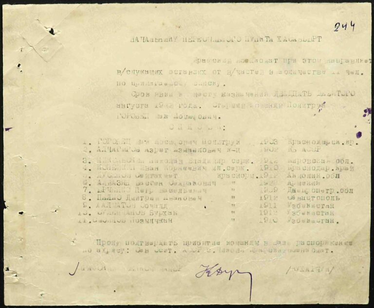 ВК Республики Северная Осетия-Алания Отдел ВК по Дигорскому и Ирафскому р-нам Д.11100092 Л.244